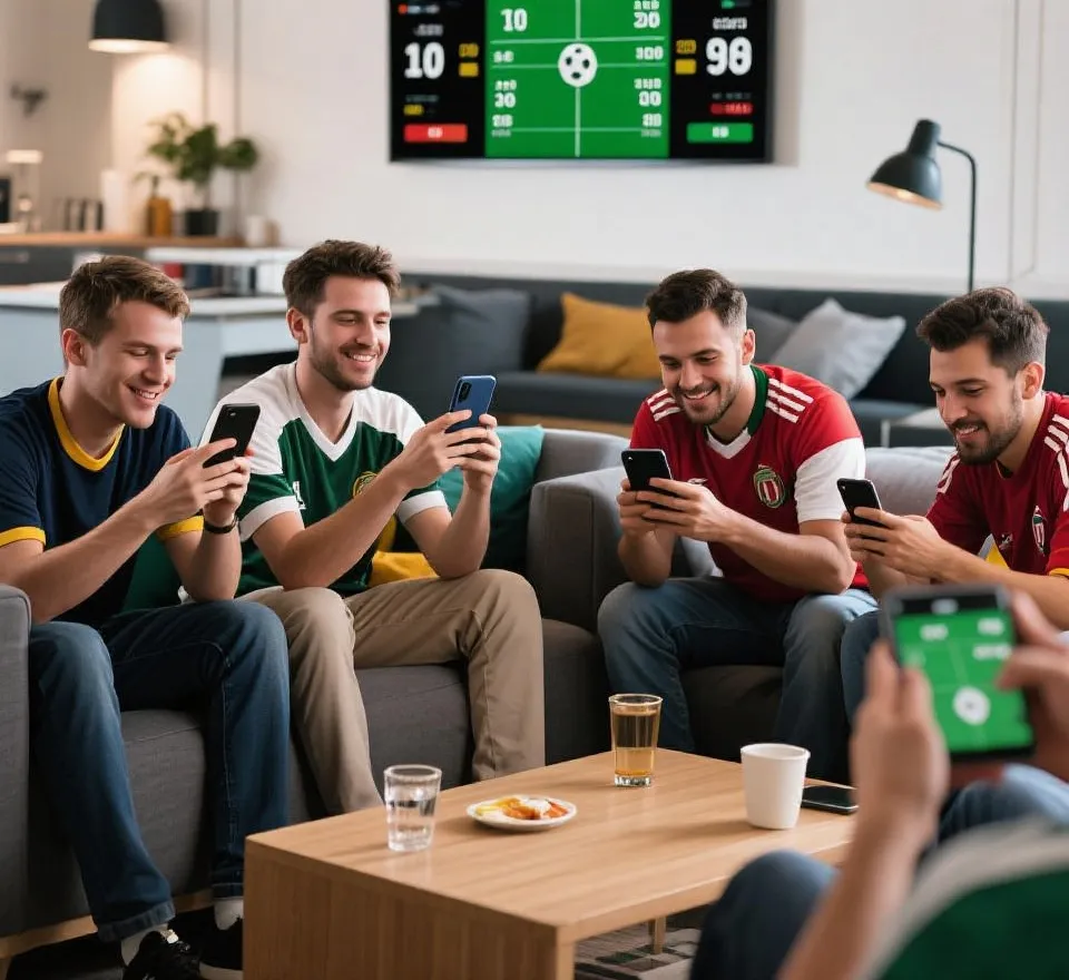 用戶透過手機查看世界盃即時比分示意圖