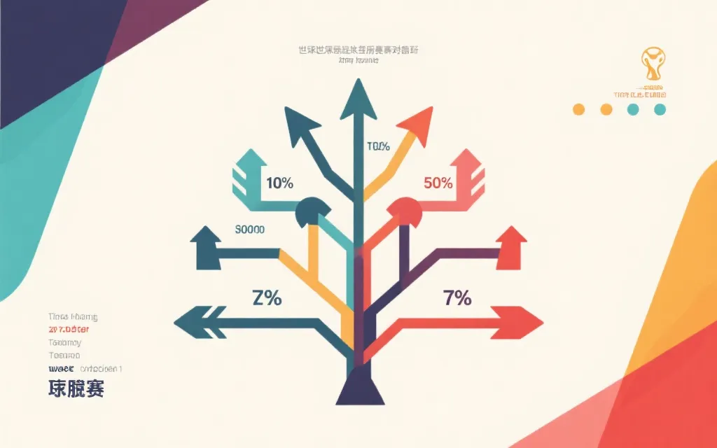 淘汰赛对阵树与概率箭头示意图，体现晋级路径分析
